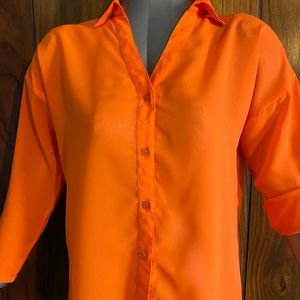 Orange button up blouse